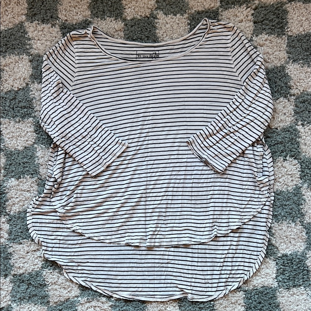 We The Free Navy and White Striped Long Sleeve Top